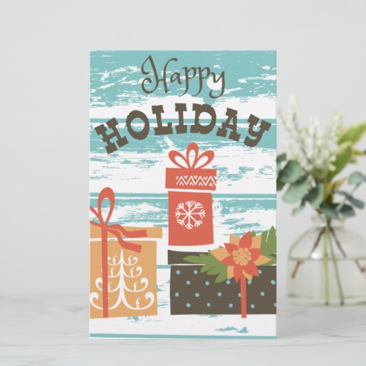 Happy Holiday Kerstfeestdag Cadeaus Briefpapier (Staand voorkant)
