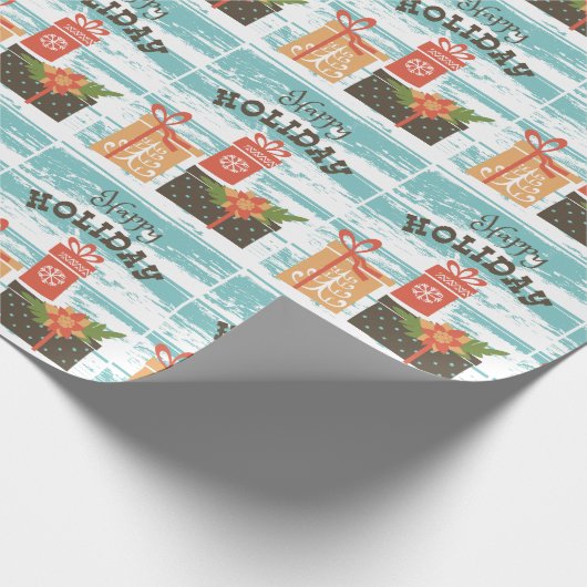 Happy Holiday Kerstfeestdag Cadeaus Cadeaupapier (Hoek)