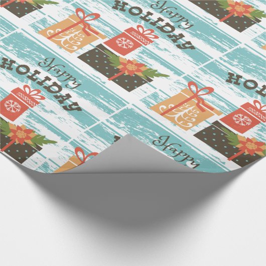 Happy Holiday Kerstfeestdag Cadeaus Cadeaupapier (Hoek)