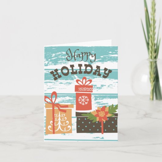 Happy Holiday Kerstfeestdag Cadeaus Feestdagen Kaart (Voorkant)