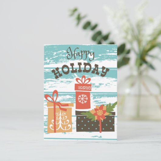 Happy Holiday Kerstfeestdag Cadeaus Feestdagenkaart (Staand voorkant)