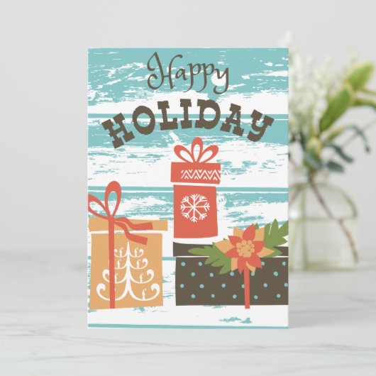 Happy Holiday Kerstfeestdag Cadeaus Feestdagenkaart (Staand voorkant)