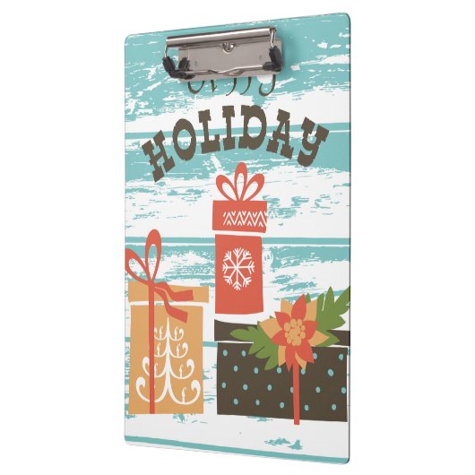 Happy Holiday Kerstfeestdag Cadeaus Klembord (Links)