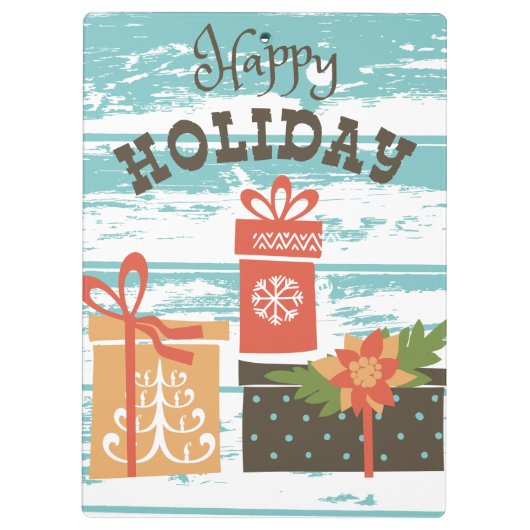 Happy Holiday Kerstfeestdag Cadeaus Klembord (Achterkant)