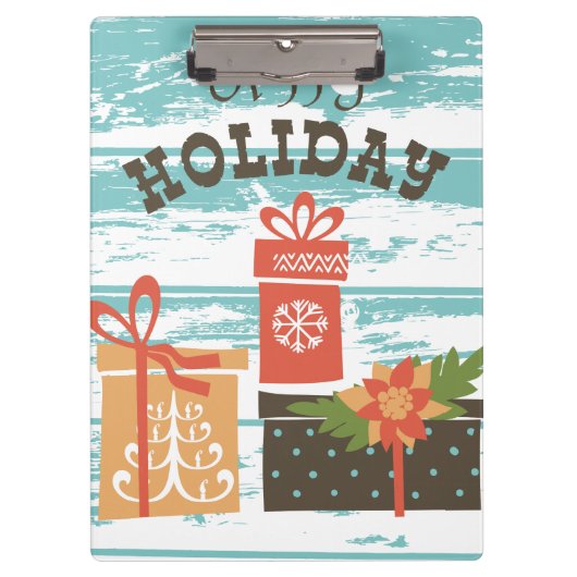 Happy Holiday Kerstfeestdag Cadeaus Klembord (Voorkant)