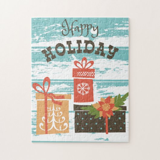 Happy Holiday Kerstfeestdag Cadeaus Legpuzzel (Verticaal)