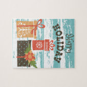 Happy Holiday Kerstfeestdag Cadeaus Legpuzzel (Horizontaal)