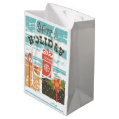 Happy Holiday Kerstfeestdag Cadeaus Medium Cadeauzakje (Achterkant Gekanteld)