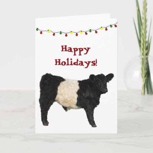 Happy Holiday Kerstmis Belted Galloway Beltie Koe Kaart (Voorkant)
