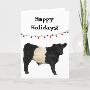 Happy Holiday Kerstmis Belted Galloway Beltie Koe Kaart