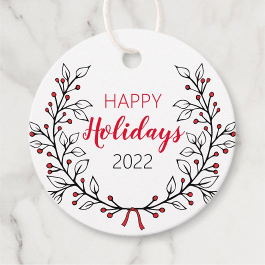 Happy Holiday Labels met lijnen verlaten (Voorkant)