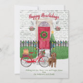 Happy Holiday Labradoodle Bicycle Red Dedoor (Voorkant)