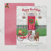 Happy Holiday Labradoodle Bicycle Red Dedoor (Voorkant / Achterkant)