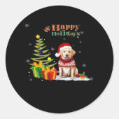 Happy Holiday Labrador Retriever Dog Christmas Tre Ronde Sticker (Voorkant)