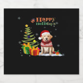 Happy Holiday Labrador Retriever Hond Kerstboom Sparkling Wijnetiket (Enkel label)