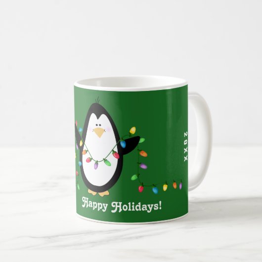 Happy Holiday Lights Penguin Mok (Voorkant rechts)