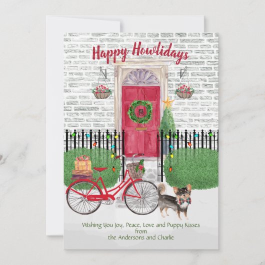Happy Holiday Log Hazard Chihuahu Bicycle Red Dedo (Voorkant)