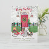 Happy Holiday Log Hazard Chihuahu Bicycle Red Dedo (Staand voorkant)