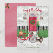 Happy Holiday Log Hazard Chihuahu Bicycle Red Dedo (Voorkant / Achterkant)