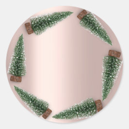 Happy Holiday Merry Christmas Tree Gift Groen Roos Ronde Sticker