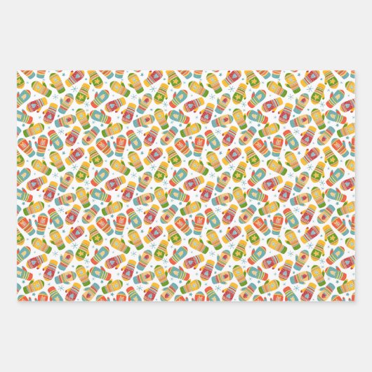 Happy Holiday Merry Kerstmis Warm Winter Mittens Inpakpapier Vel (Voorkant 2)