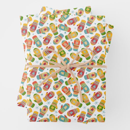 Happy Holiday Merry Kerstmis Warm Winter Mittens Inpakpapier Vel (In situ)