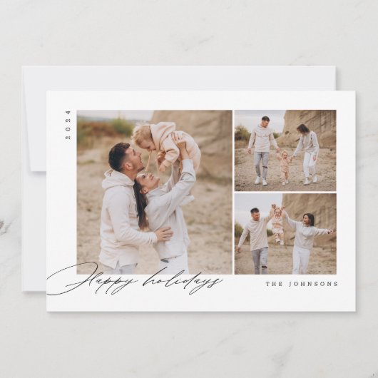 Happy Holiday Minimal Familie Foto Kerst Kaart (Voorkant)