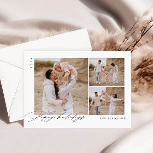 Happy Holiday Minimal Familie Foto Kerst Kaart