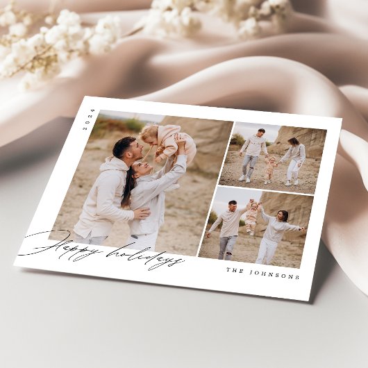 Happy Holiday Minimal Familie Foto Kerst Kaart