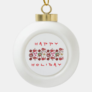 Happy Holiday-ontwerp Keramische Bal Ornament