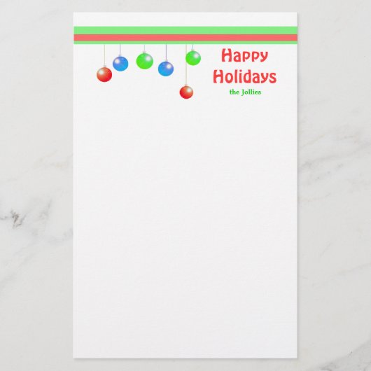 Happy Holiday Ornaments Briefpapier (Voorkant)