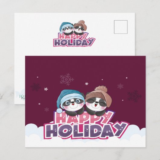 Happy Holiday Panda Briefkaart (Voorkant / Achterkant)