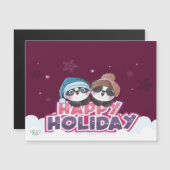 Happy Holiday Panda Magnetische Uitnodiging (Voorkant / Achterkant)