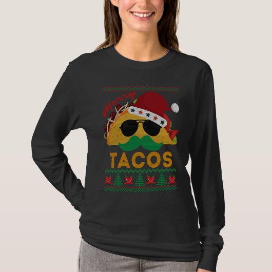 Happy Holiday Party Merry Taco Ugly Christmas Mexi T-shirt (Voorkant)