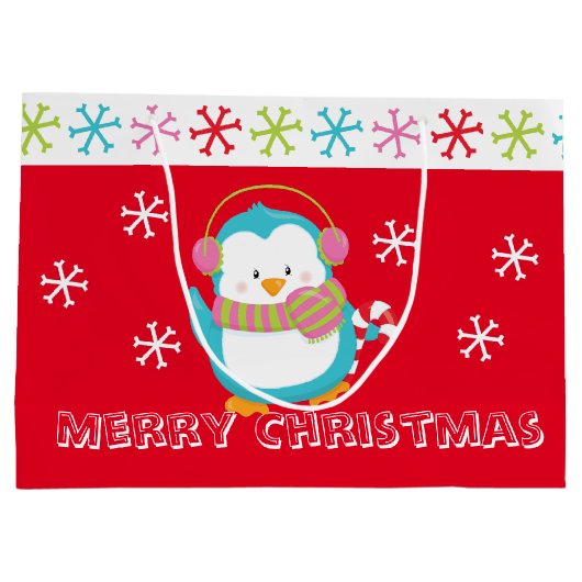 Happy Holiday Penguin Groot Cadeauzakje (Achterkant)