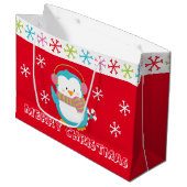 Happy Holiday Penguin Groot Cadeauzakje (Voorkant Gekanteld)