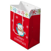 Happy Holiday Penguin Medium Cadeauzakje (Voorkant Gekanteld)