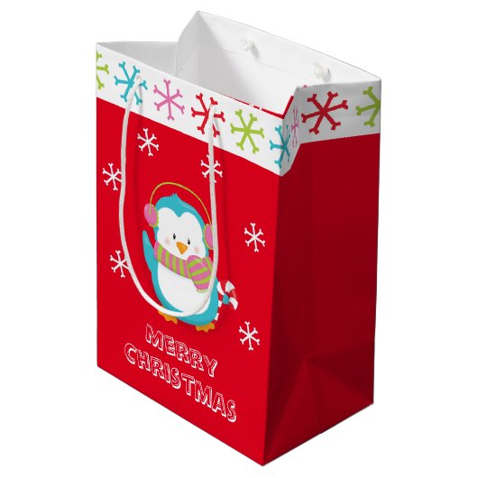 Happy Holiday Penguin Medium Cadeauzakje (Achterkant Gekanteld)