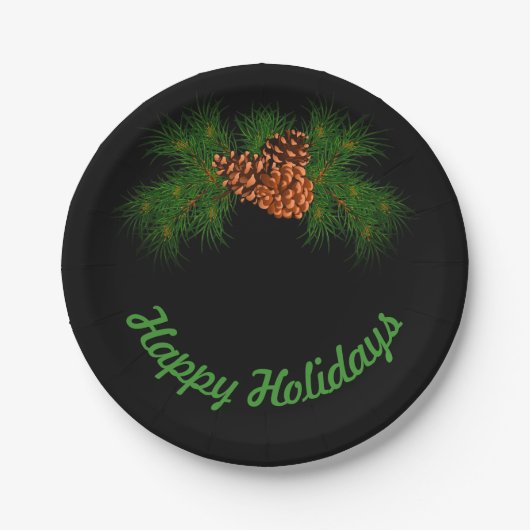 Happy Holiday - pine-cone detail Papieren Bordje (Voorkant)