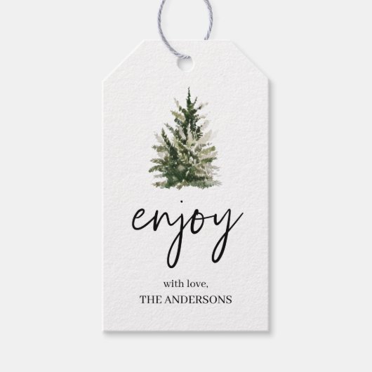 Happy Holiday Pine Tree kerstcadeaus Cadeaulabel (Voorkant)