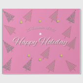 Happy Holiday Pink Wrapping Paper Cadeaupapier (Vlak)