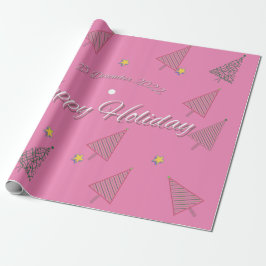 Happy Holiday Pink Wrapping Paper Cadeaupapier