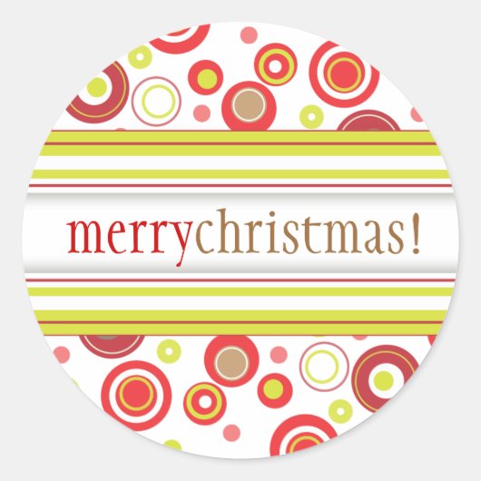 Happy Holiday Polka Dot Red Green Envelope Seal Ronde Sticker (Voorkant)