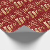 Happy Holiday Red Confetti en Gold | Kerstmis Cadeaupapier (Hoek)