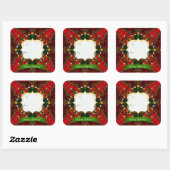 Happy Holiday Red+Green Gift Label Square Sticker (Vel)