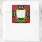Happy Holiday Red+Green Gift Label Square Sticker (Tas)