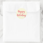 Happy Holiday Red Script Cream Simple Ronde Sticker (Tas)