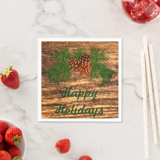 Happy Holiday - Rustic pine-cone detail Servet (Insitu)