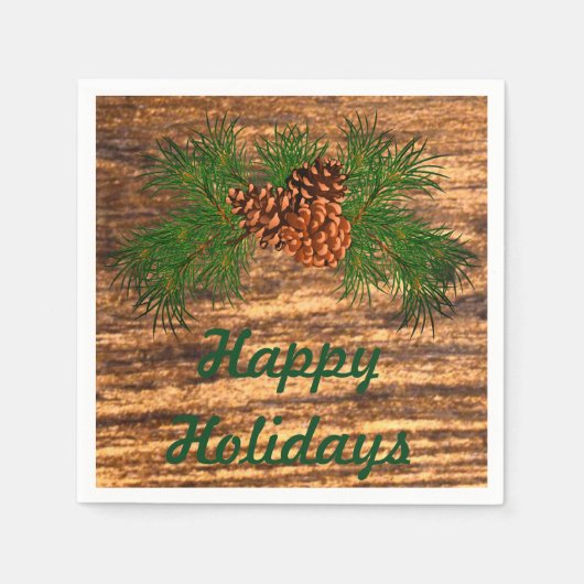 Happy Holiday - Rustic pine-cone detail Servet (Voorkant)