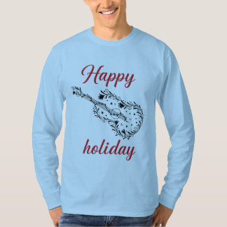 Happy Holiday Script Text Long Sleeve TShirt Music